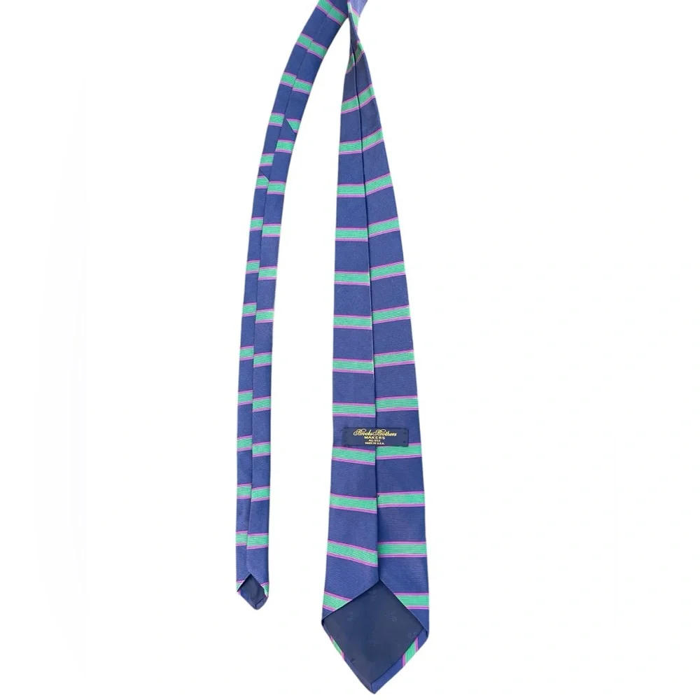 Brooks Brothers men’s silk tie/striped quiet luxury/necktie/blue/green/pink
